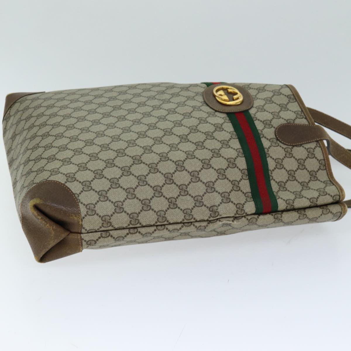 GUCCI GG Supreme Web Sherry Line Tote Bag PCV Beige Red 002 904 0131 76489