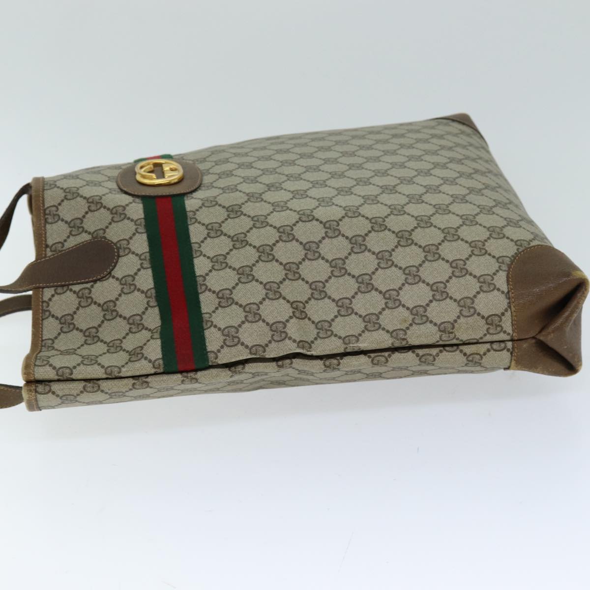 GUCCI GG Supreme Web Sherry Line Tote Bag PCV Beige Red 002 904 0131 76489