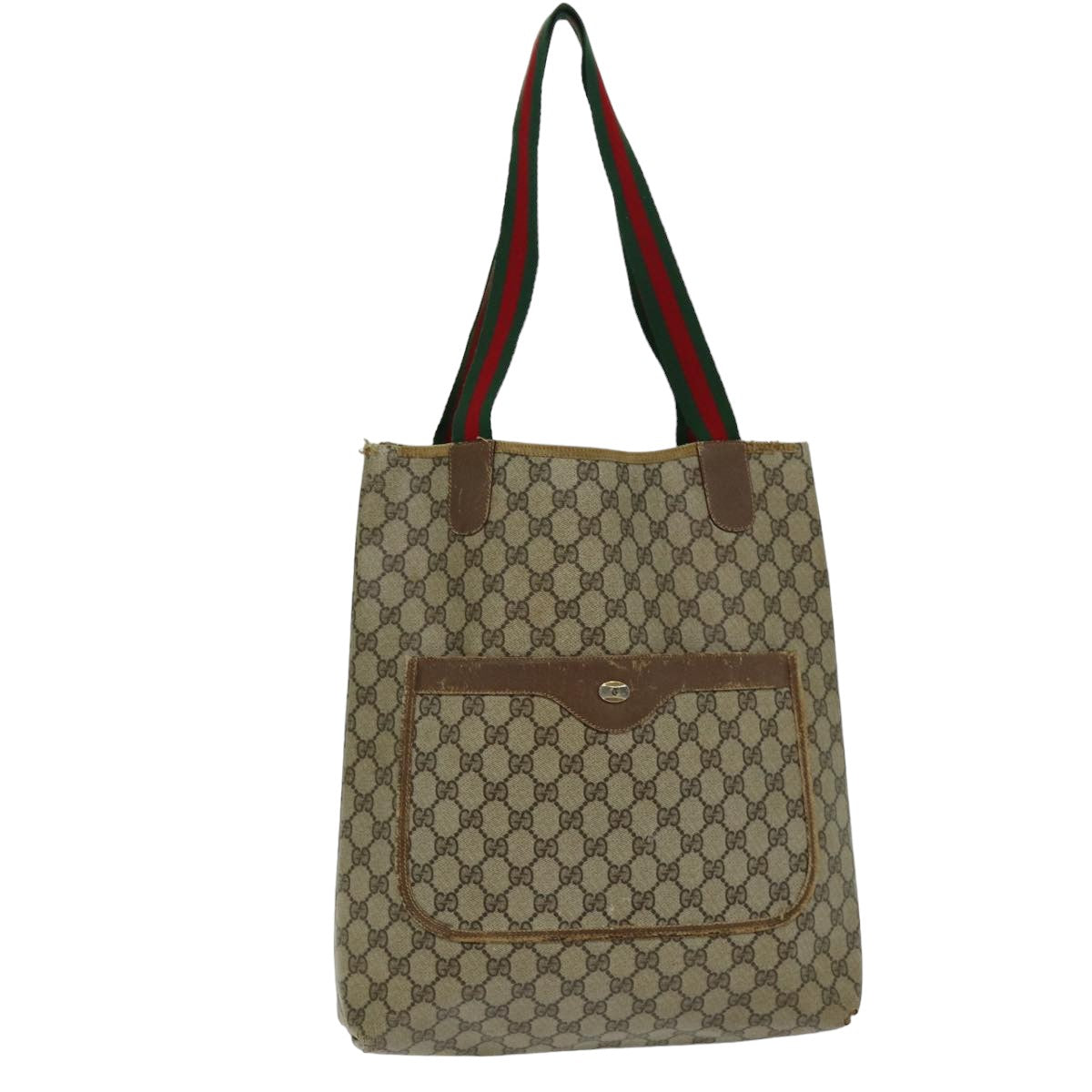 GUCCI GG Supreme Web Sherry Line Tote Bag PCVLeather Beige 39 02 003 76578