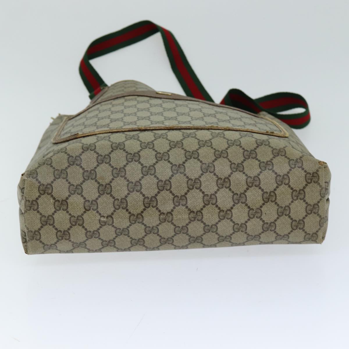 GUCCI GG Supreme Web Sherry Line Tote Bag PCVLeather Beige 39 02 003 76578