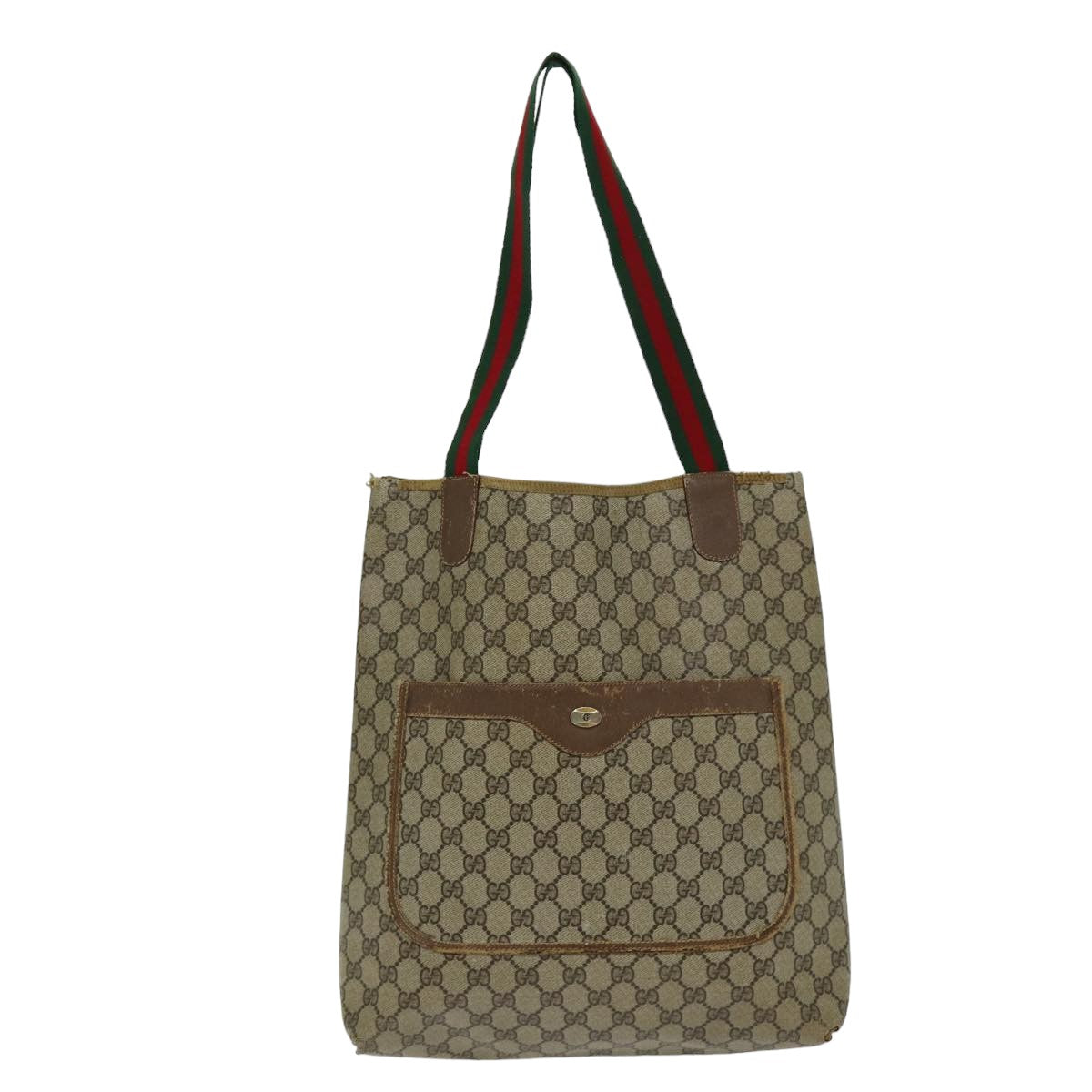 GUCCI GG Supreme Web Sherry Line Tote Bag PCVLeather Beige 39 02 003 76578