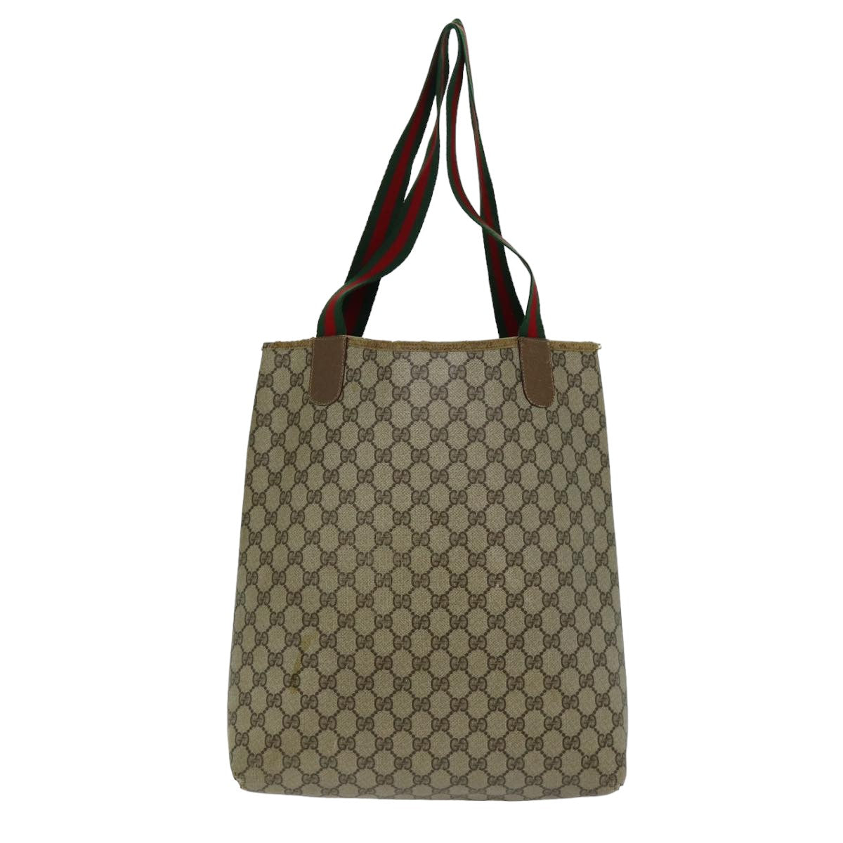 GUCCI GG Supreme Web Sherry Line Tote Bag PCVLeather Beige 39 02 003 76578