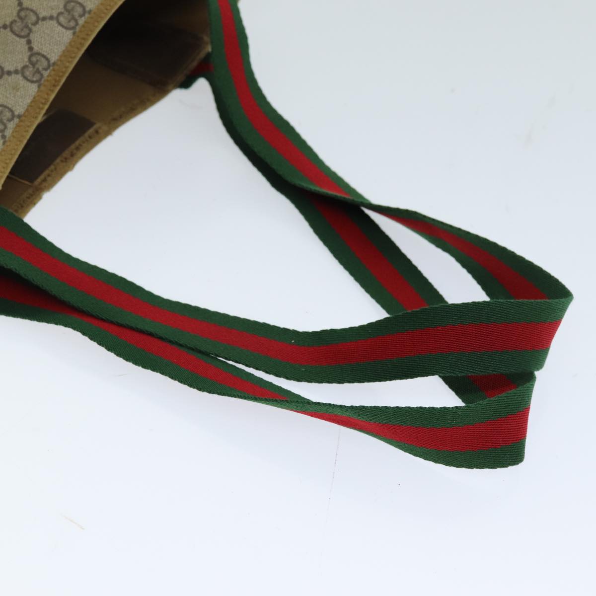 GUCCI GG Supreme Web Sherry Line Tote Bag PCVLeather Beige 39 02 003 76578