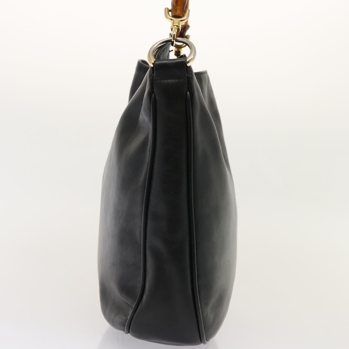 GUCCI Bamboo Hand Bag Leather Black 001 1781 1638 76586