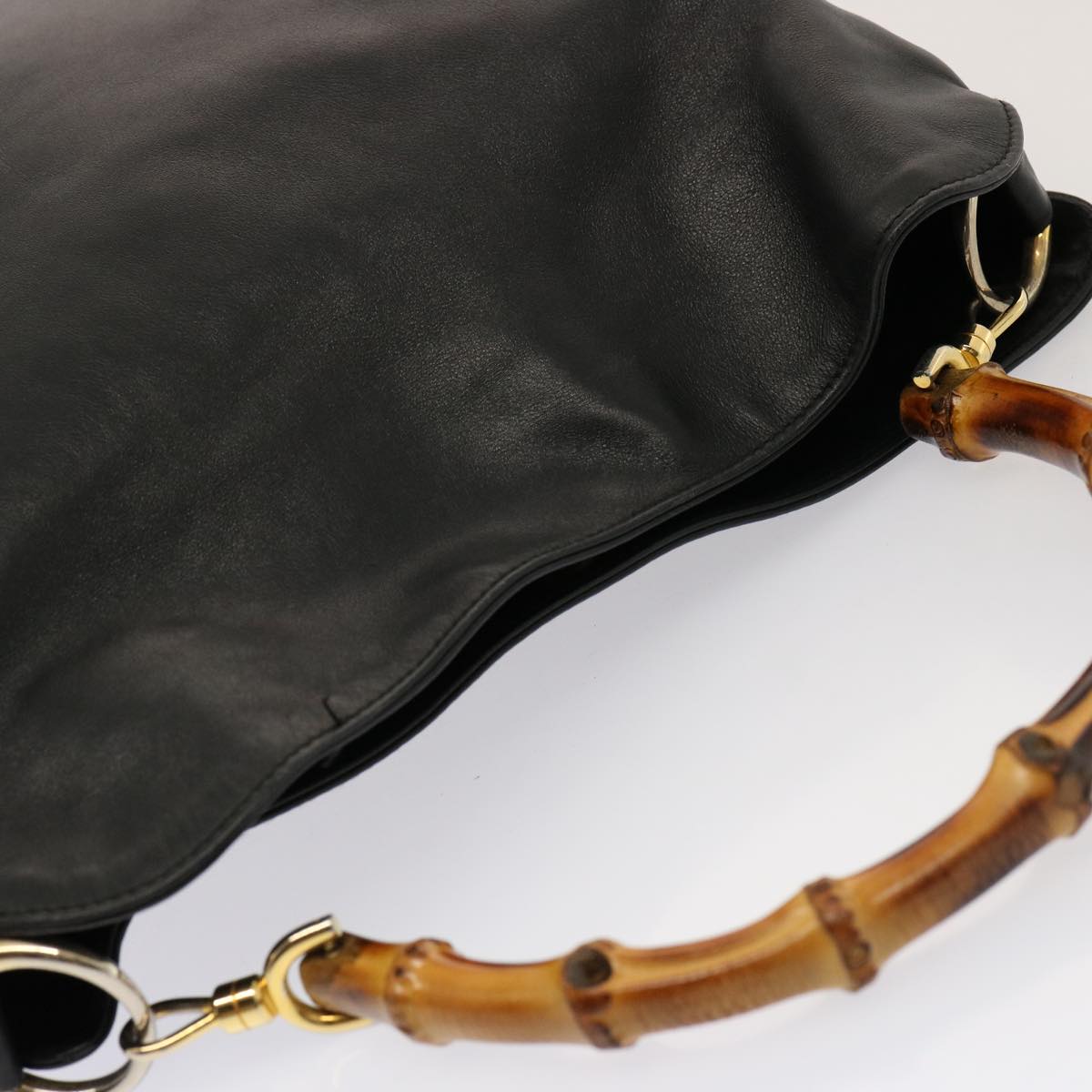 GUCCI Bamboo Hand Bag Leather Black 001 1781 1638 76586