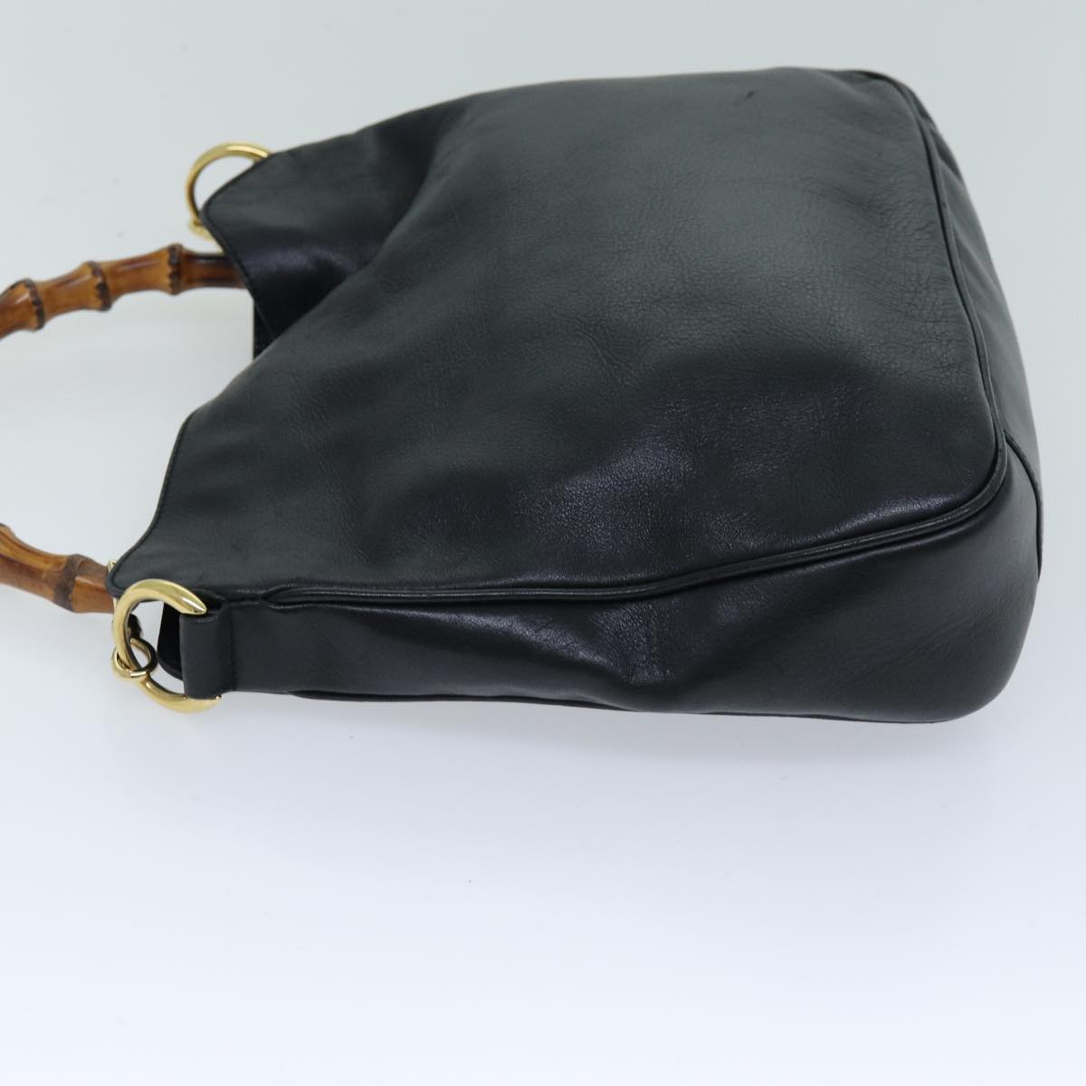 GUCCI Bamboo Hand Bag Leather Black 001 1638 76633