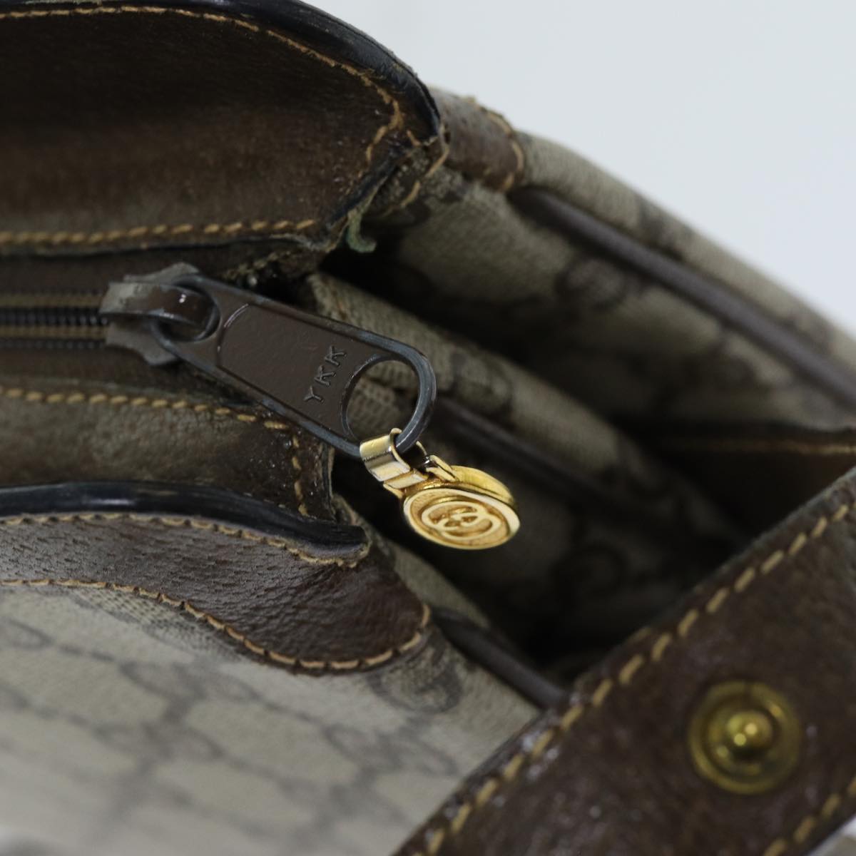 GUCCI GG Supreme Web Sherry Line Shoulder Bag PVC Beige 904 02 013 76634