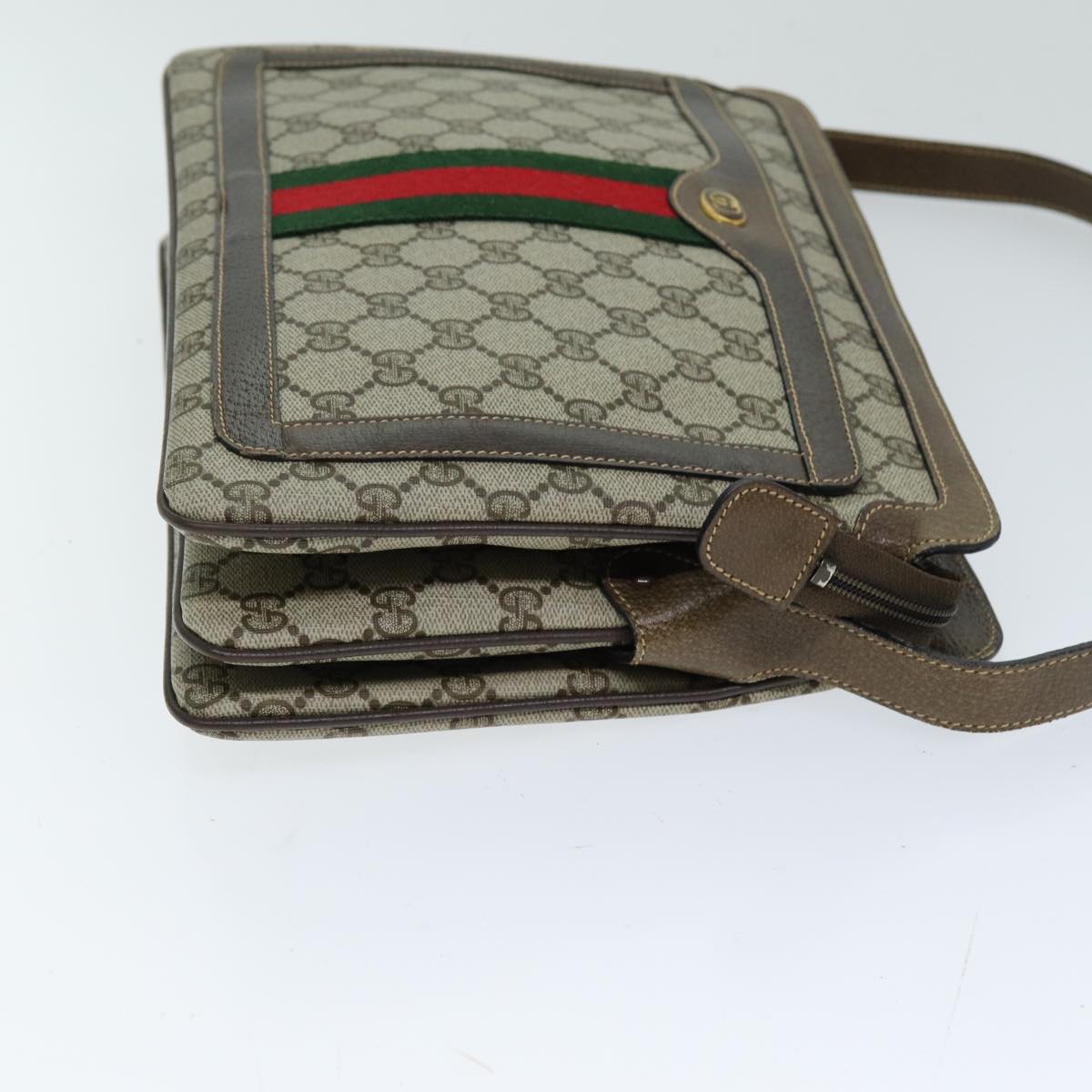 GUCCI GG Supreme Web Sherry Line Shoulder Bag PVC Beige 904 02 013 76634