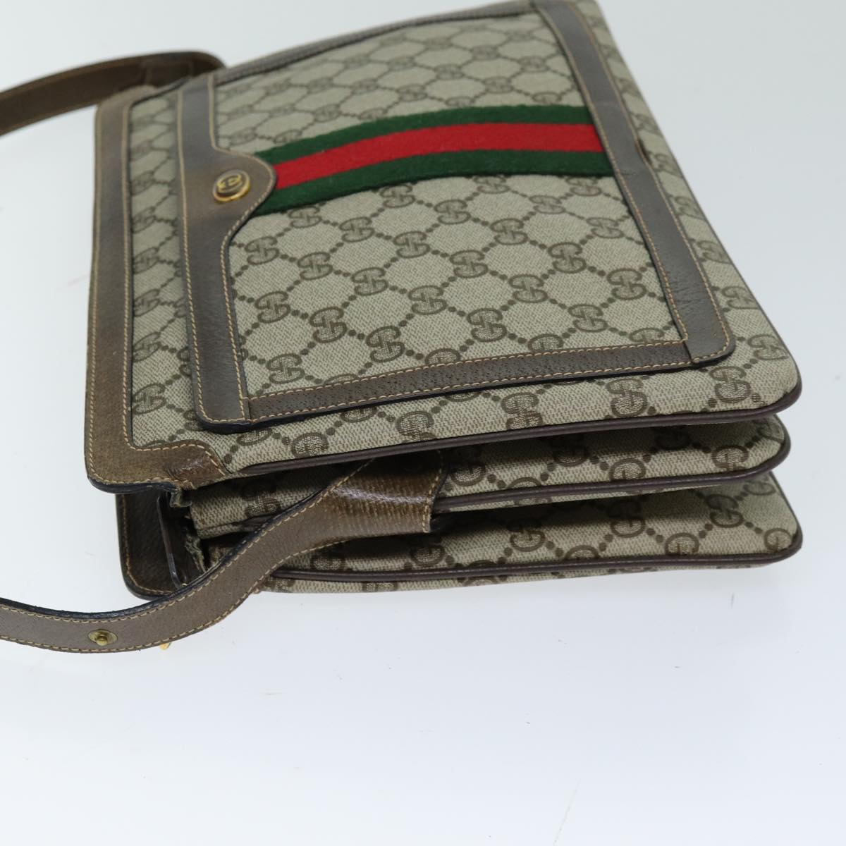 GUCCI GG Supreme Web Sherry Line Shoulder Bag PVC Beige 904 02 013 76634