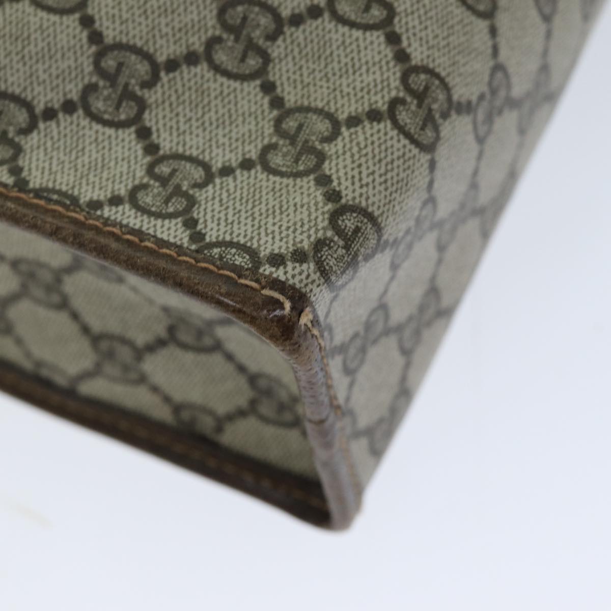 GUCCI GG Supreme Web Sherry Line Hand Bag PVC Beige Red Green 76635