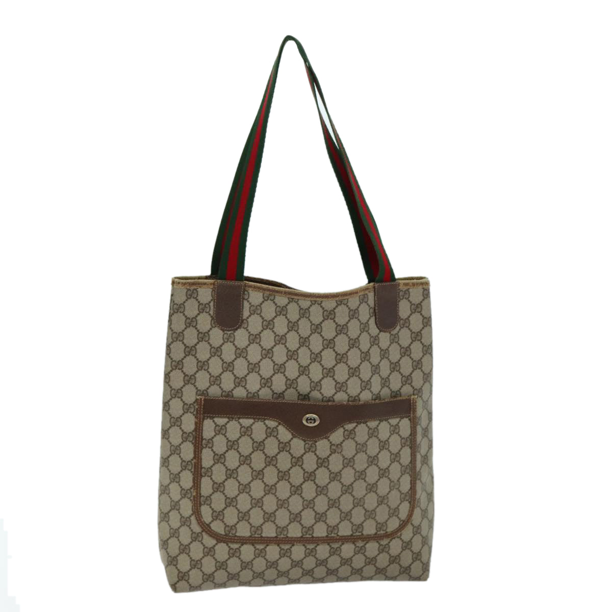 GUCCI GG Supreme Web Sherry Line Tote Bag PVC Beige Red 40 02 003 76659