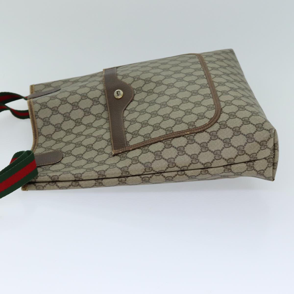 GUCCI GG Supreme Web Sherry Line Tote Bag PVC Beige Red 40 02 003 76659