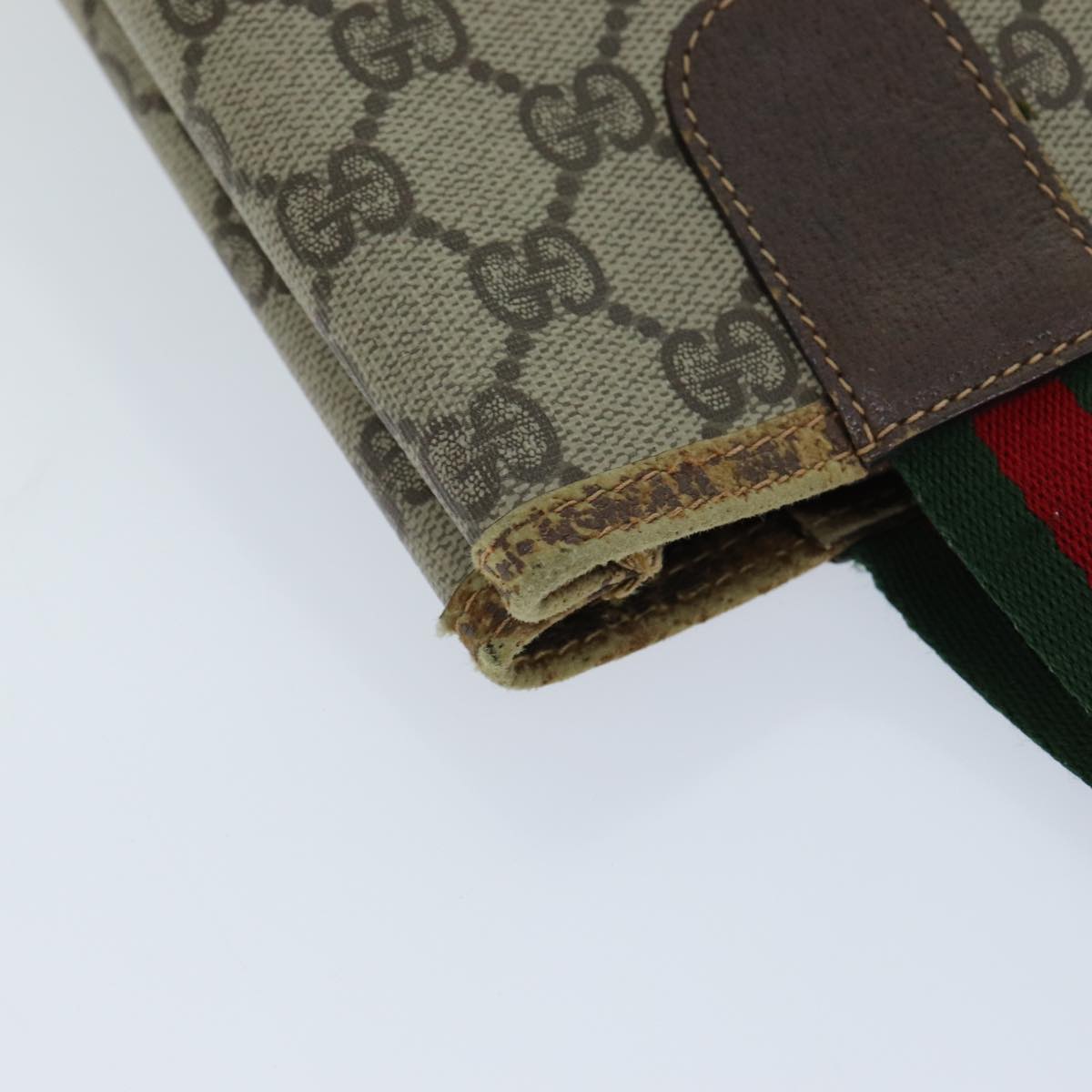 GUCCI GG Supreme Web Sherry Line Tote Bag PVC Beige Red 40 02 003 76659