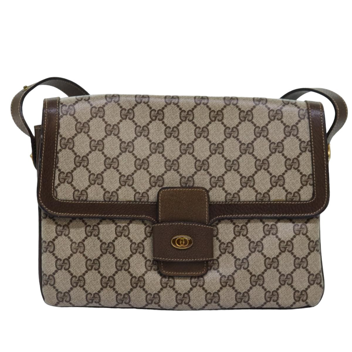 GUCCI GG Supreme Shoulder Bag PVC Leather Beige 76670