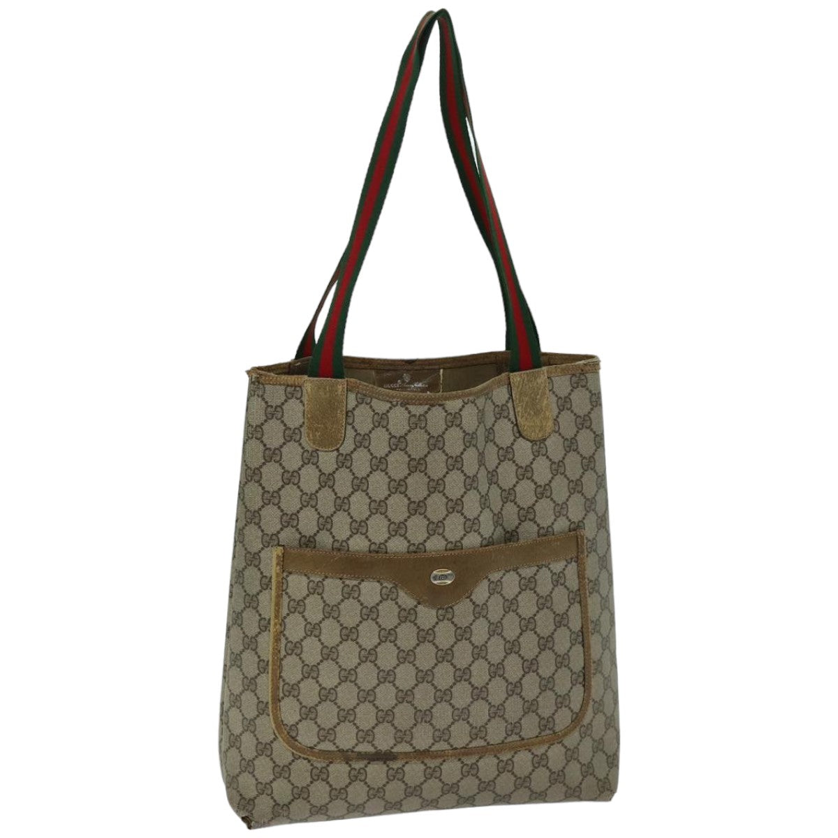 GUCCI GG Supreme Web Sherry Line Tote Bag PCVLeather Beige 39 02 003 76718