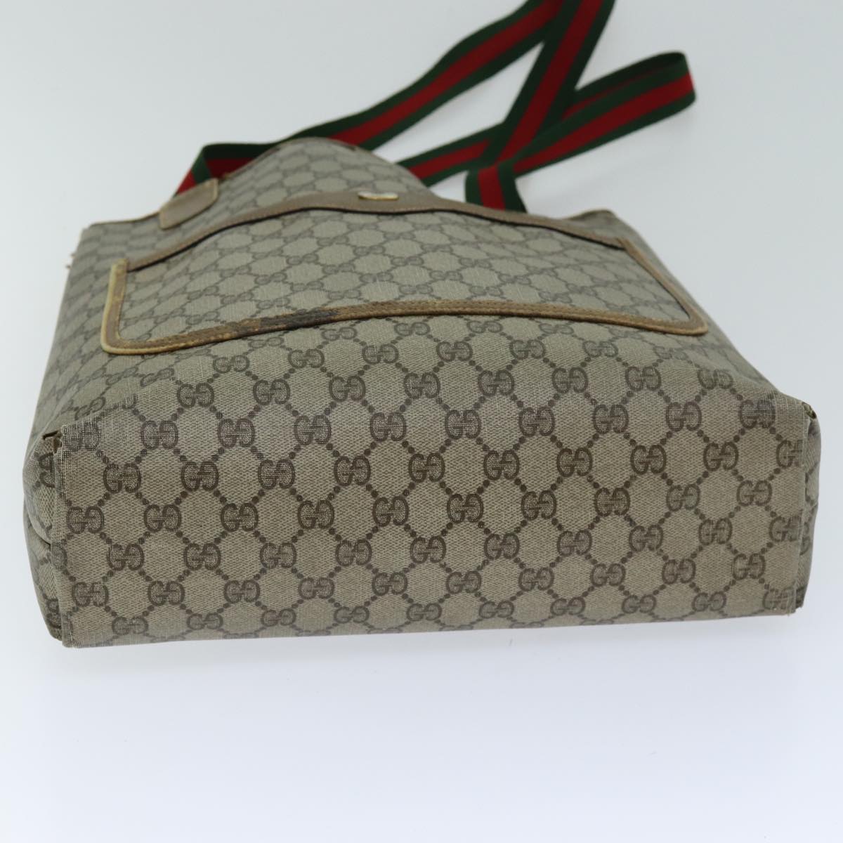 GUCCI GG Supreme Web Sherry Line Tote Bag PCVLeather Beige 39 02 003 76718
