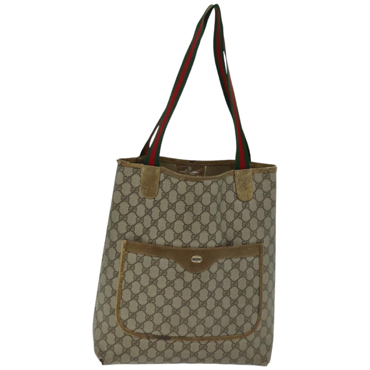 GUCCI GG Supreme Web Sherry Line Tote Bag PCVLeather Beige 39 02 003 76718