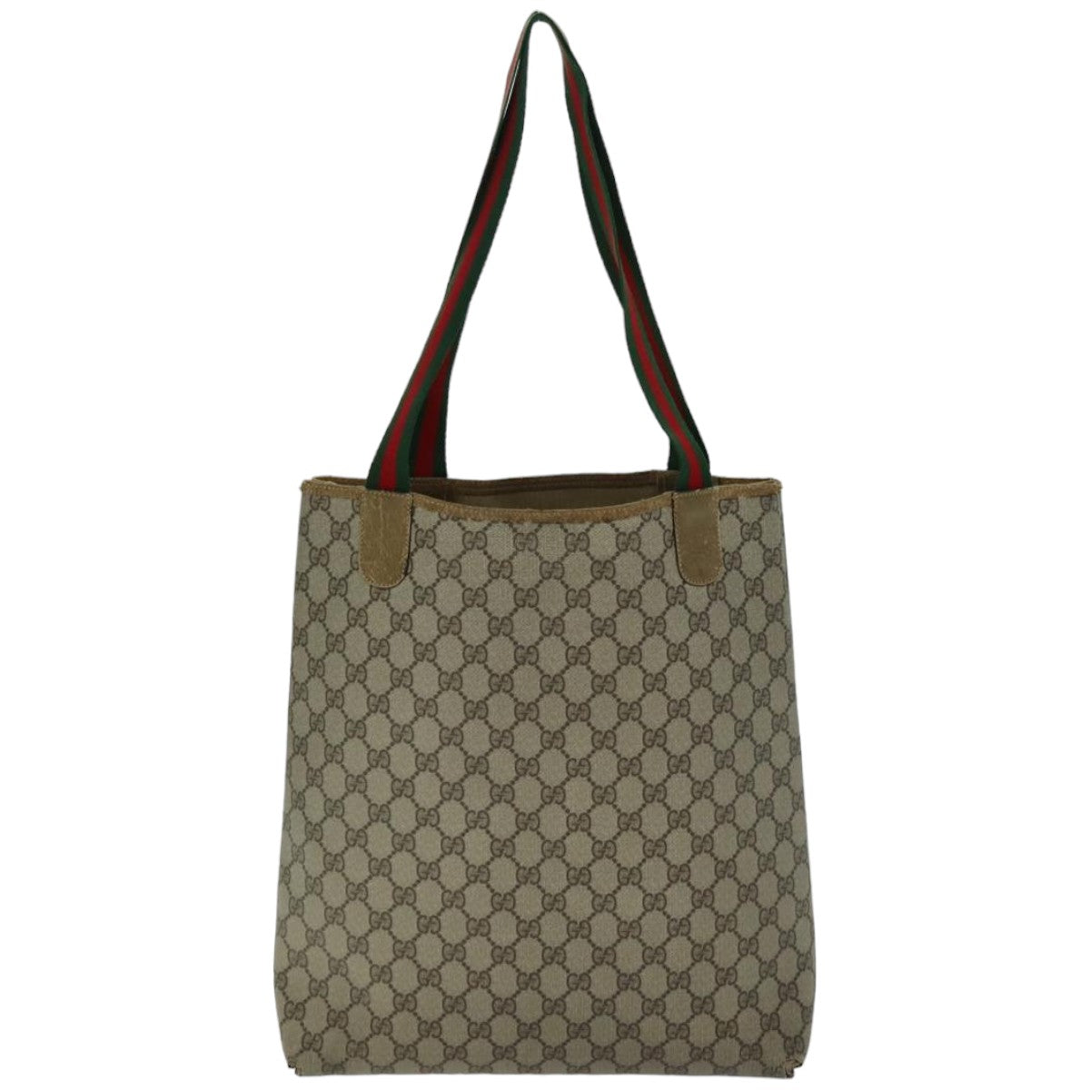 GUCCI GG Supreme Web Sherry Line Tote Bag PCVLeather Beige 39 02 003 76718