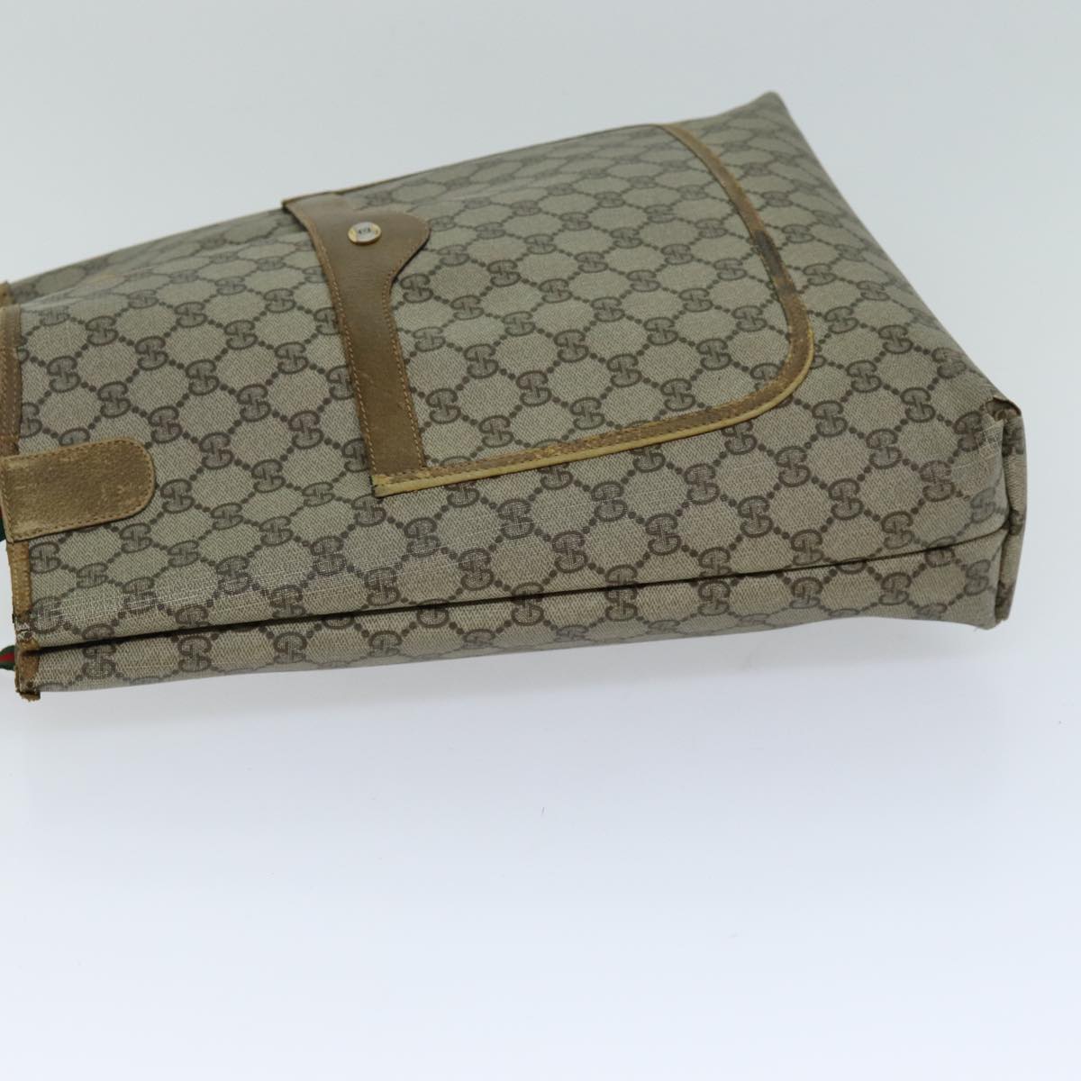 GUCCI GG Supreme Web Sherry Line Tote Bag PCVLeather Beige 39 02 003 76718