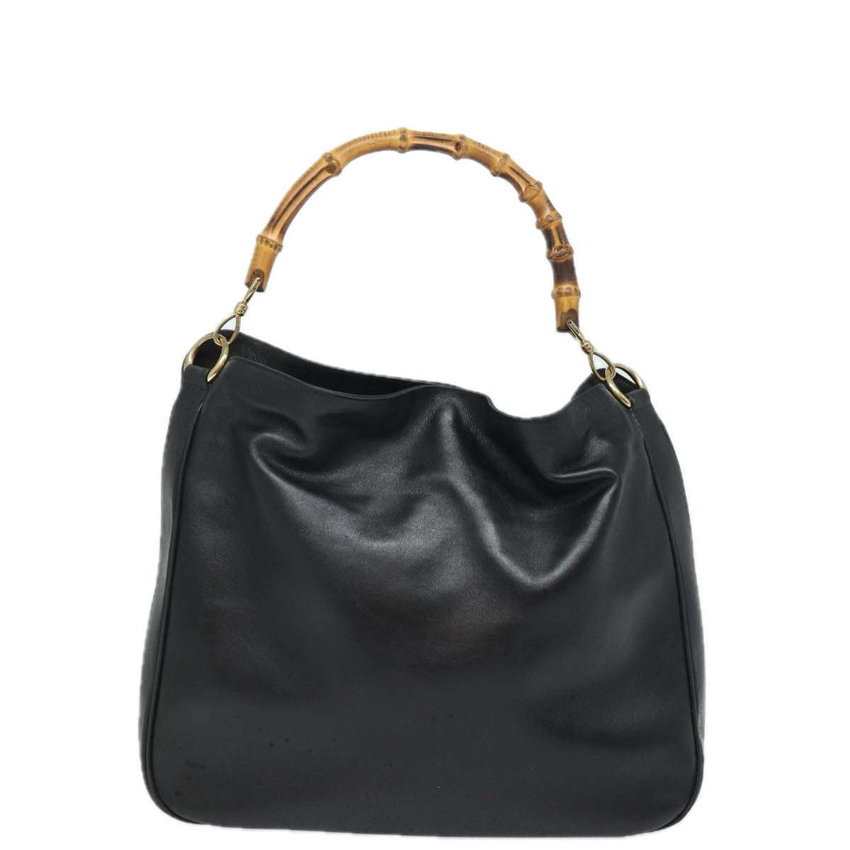GUCCI Bamboo Hand Bag Leather Black 001 0166 1577 76719