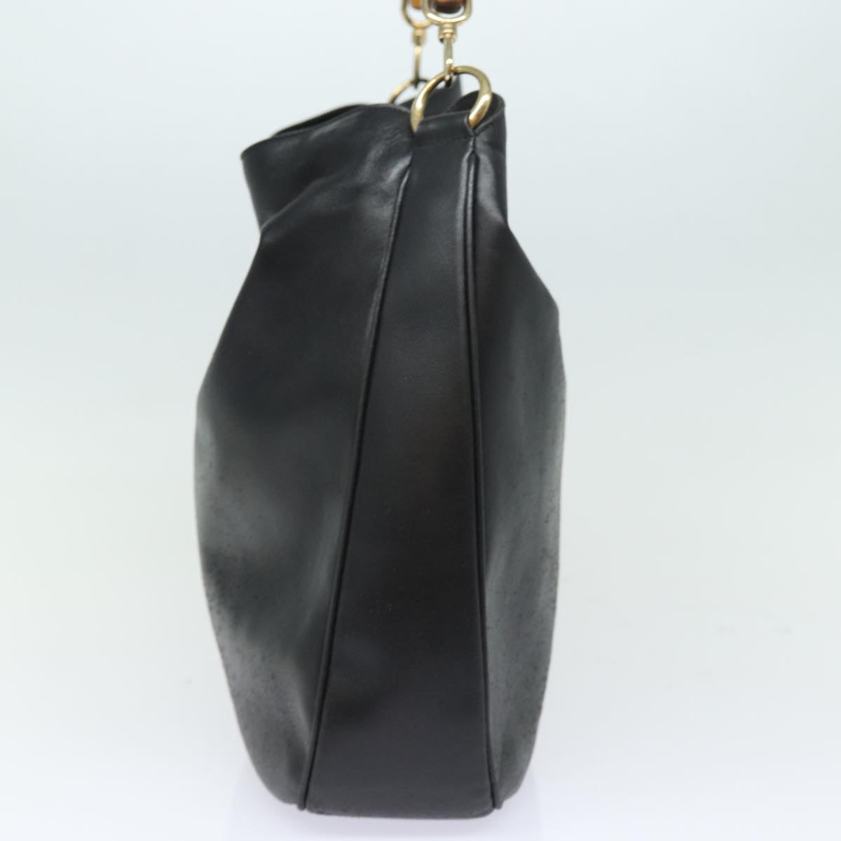 GUCCI Bamboo Hand Bag Leather Black 001 0166 1577 76719