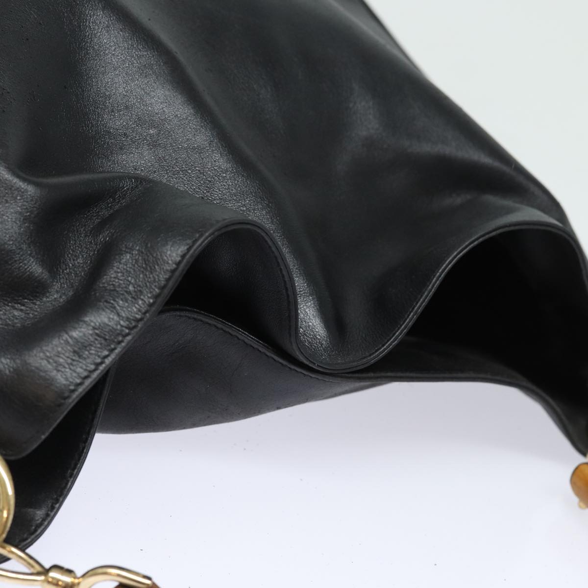 GUCCI Bamboo Hand Bag Leather Black 001 0166 1577 76719