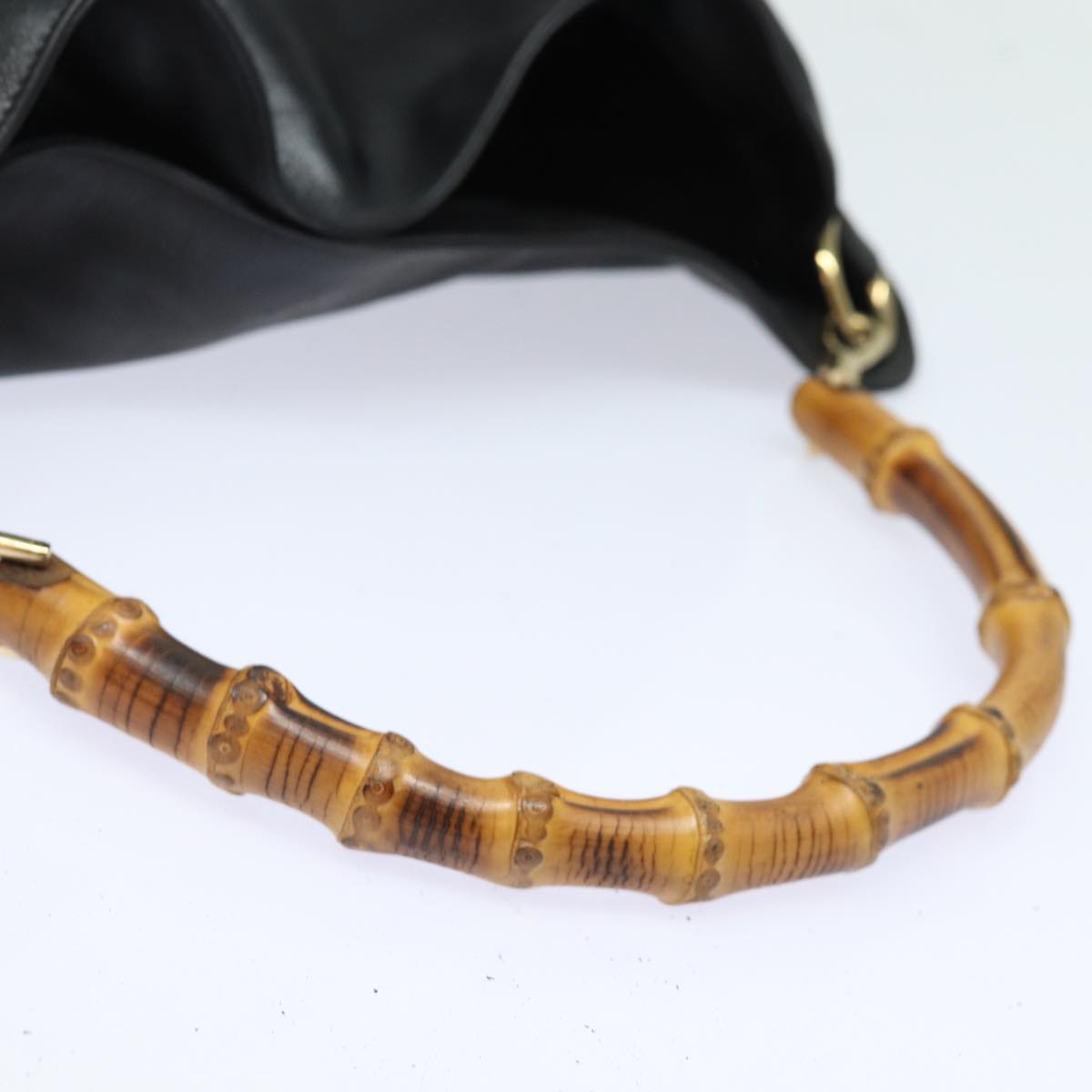 GUCCI Bamboo Hand Bag Leather Black 001 0166 1577 76719