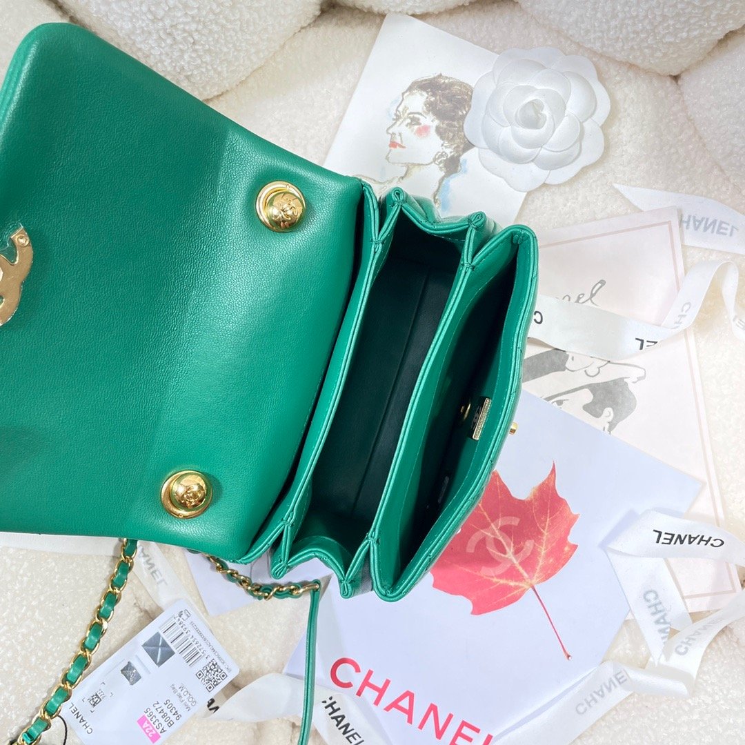 CHLMini GlamIap Bag Gold Hardware Green For Women Handbags, Shoulder Bags 6.7in/17cm AS3365