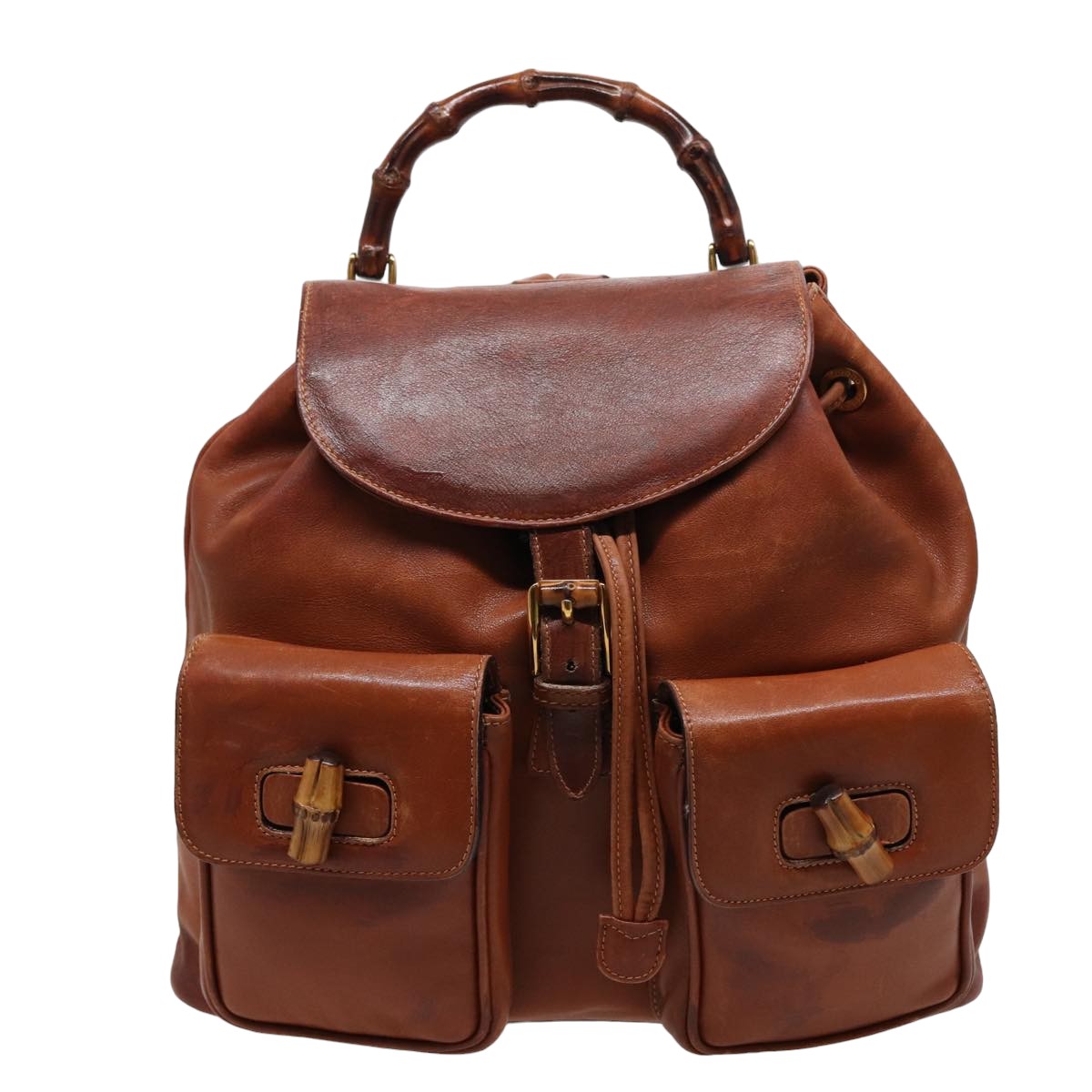 GUCCI Bamboo Backpack Leather Brown 003 2058 0016 76808