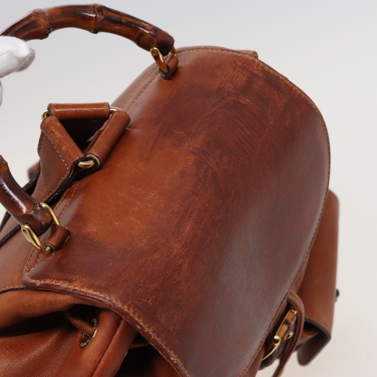 GUCCI Bamboo Backpack Leather Brown 003 2058 0016 76808
