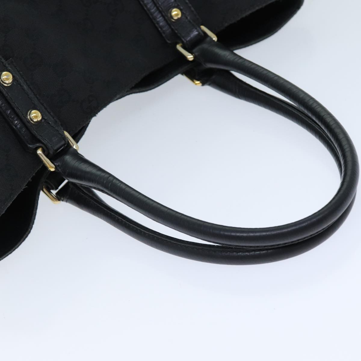 GUCCI Horsebit GG Canvas Hand Bag Black 137385 76810