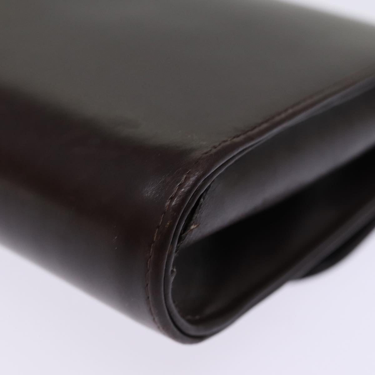 GUCCI Web Sherry Line Clutch Bag Leather Brown Red Green 76830