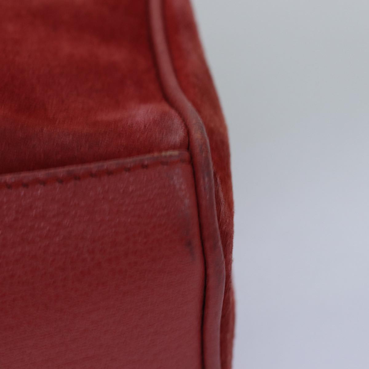 GUCCI Bamboo Hand Bag Suede 2way Red 007 123 0238 76831