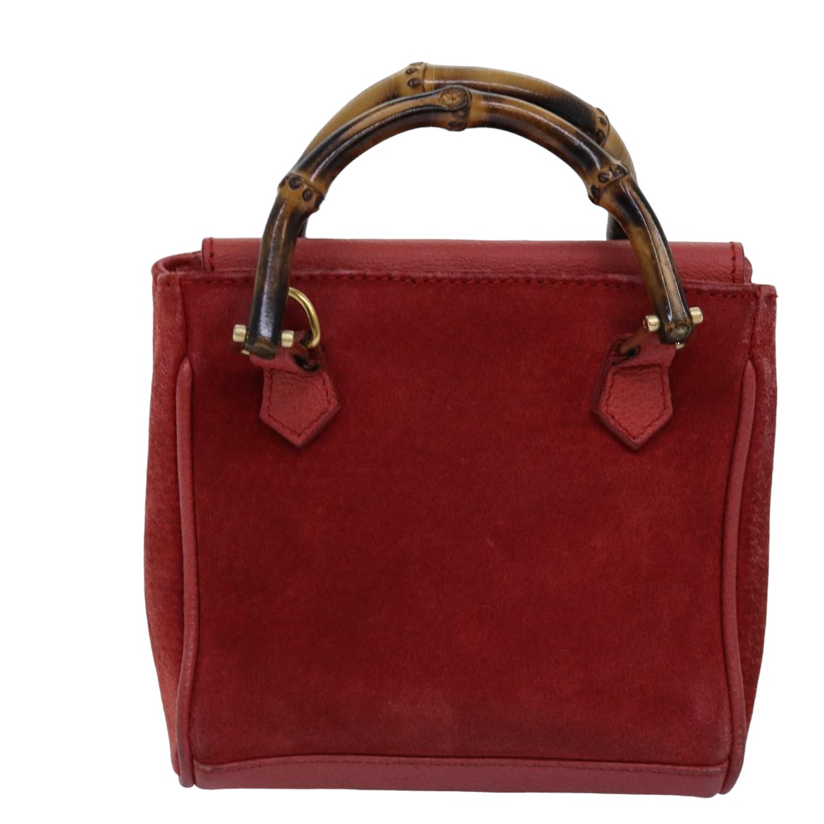 GUCCI Bamboo Hand Bag Suede 2way Red 007 123 0238 76831