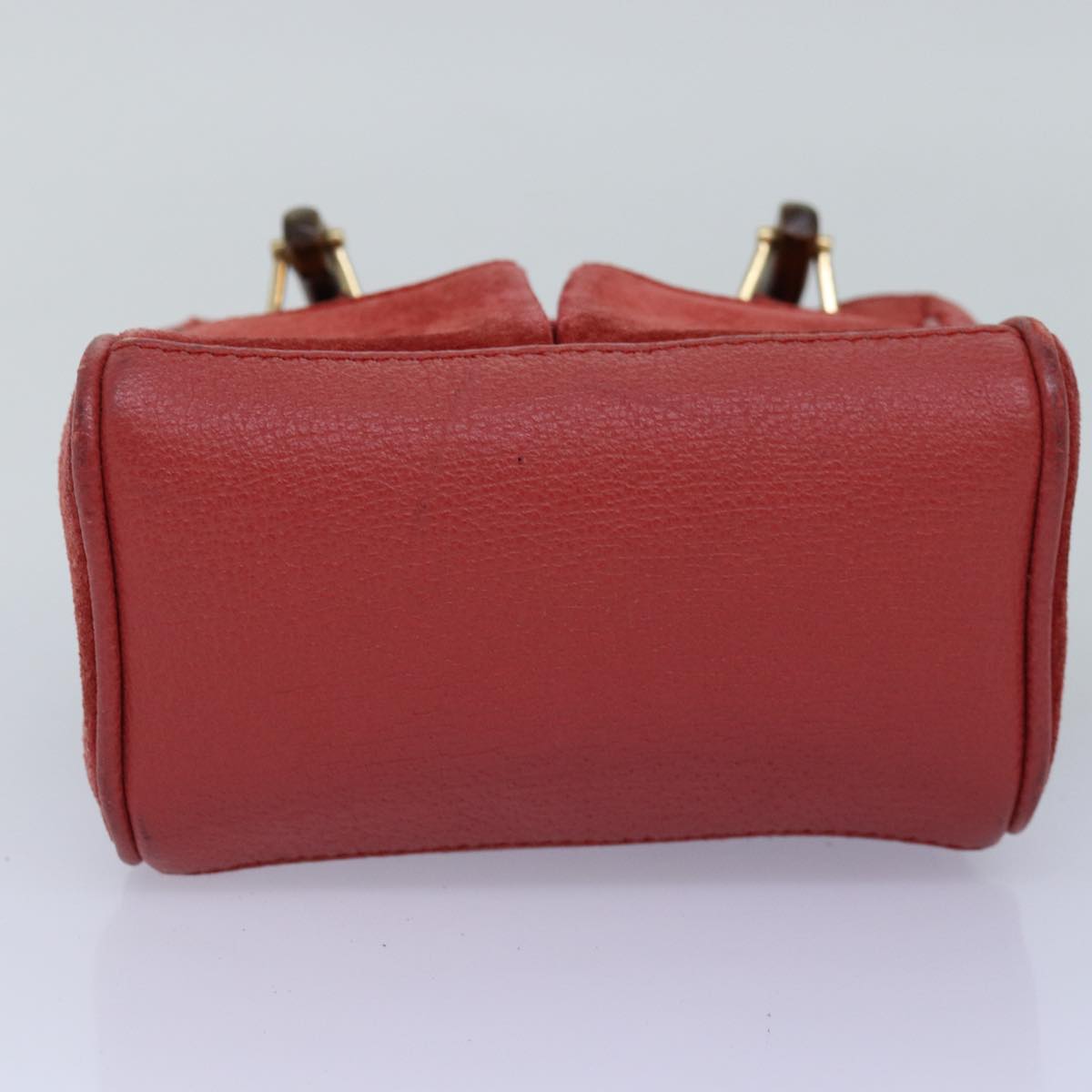 GUCCI Bamboo Hand Bag Suede 2way Red 007 123 0238 76831