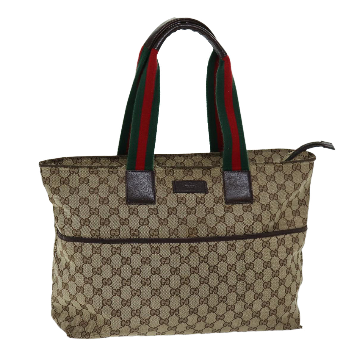 GUCCI GG Canvas Web Sherry Line Tote Bag Beige Red Green 155524 76844