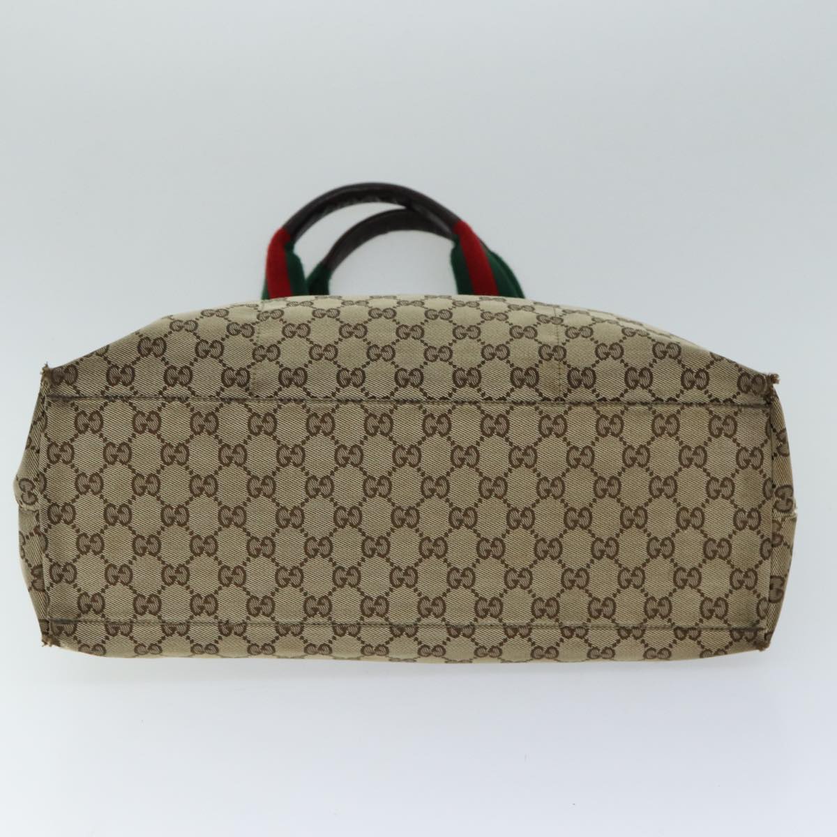 GUCCI GG Canvas Web Sherry Line Tote Bag Beige Red Green 155524 76844