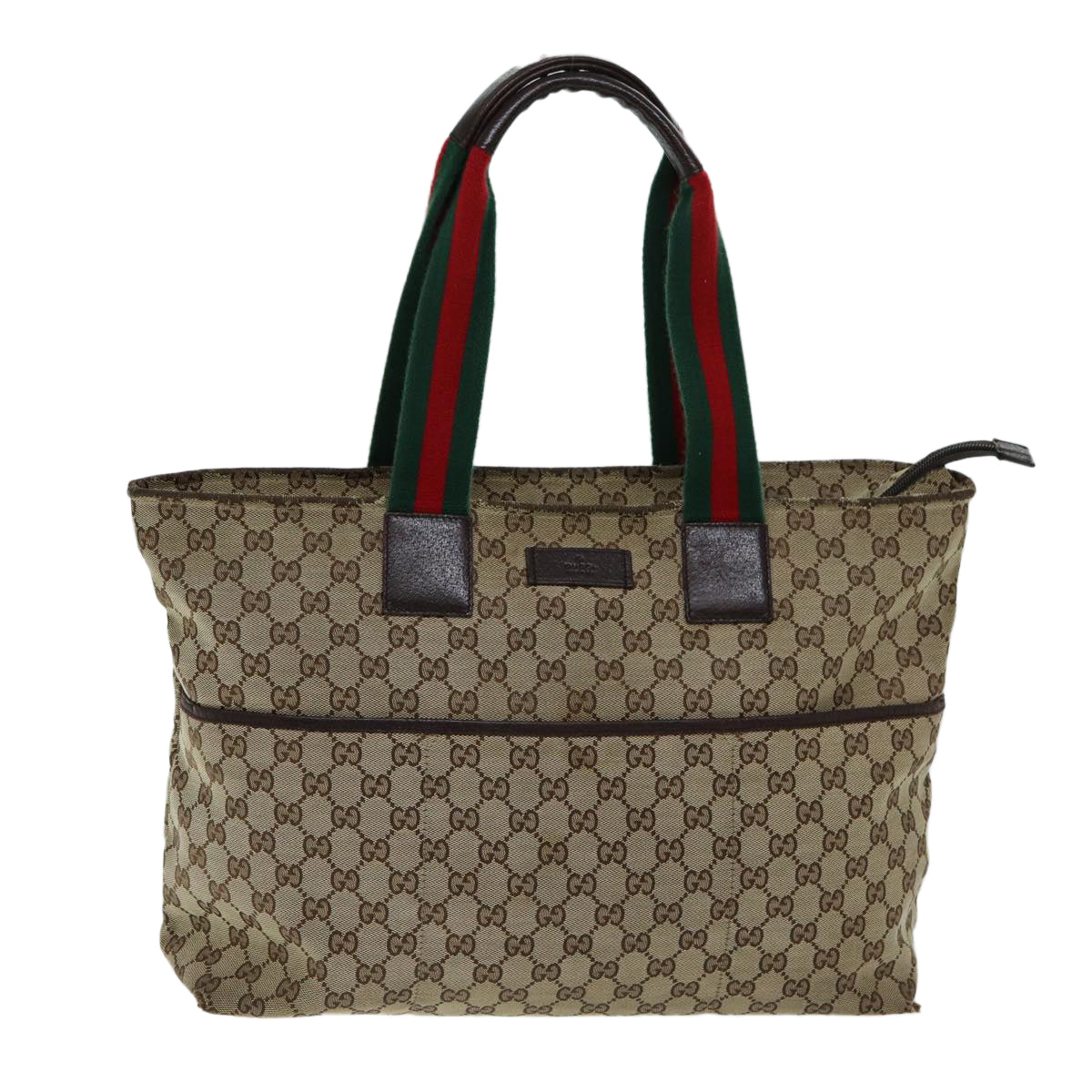 GUCCI GG Canvas Web Sherry Line Tote Bag Beige Red Green 155524 76844