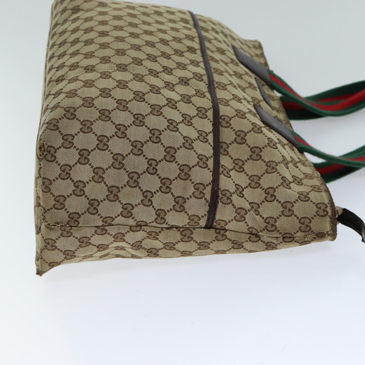 GUCCI GG Canvas Web Sherry Line Tote Bag Beige Red Green 155524 76844