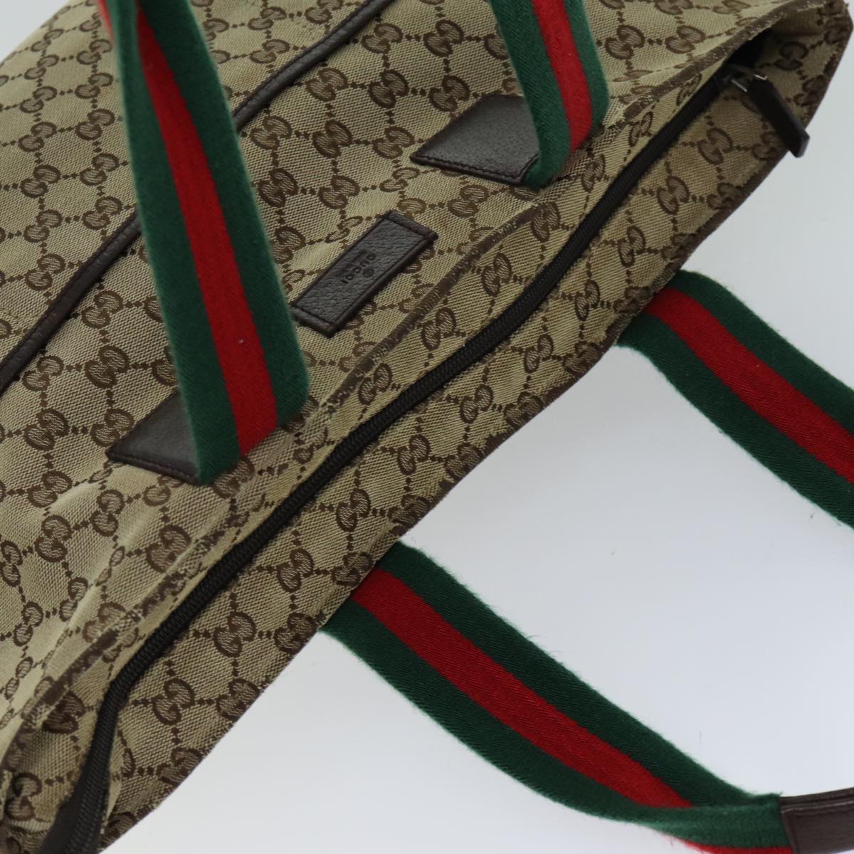 GUCCI GG Canvas Web Sherry Line Tote Bag Beige Red Green 155524 76844