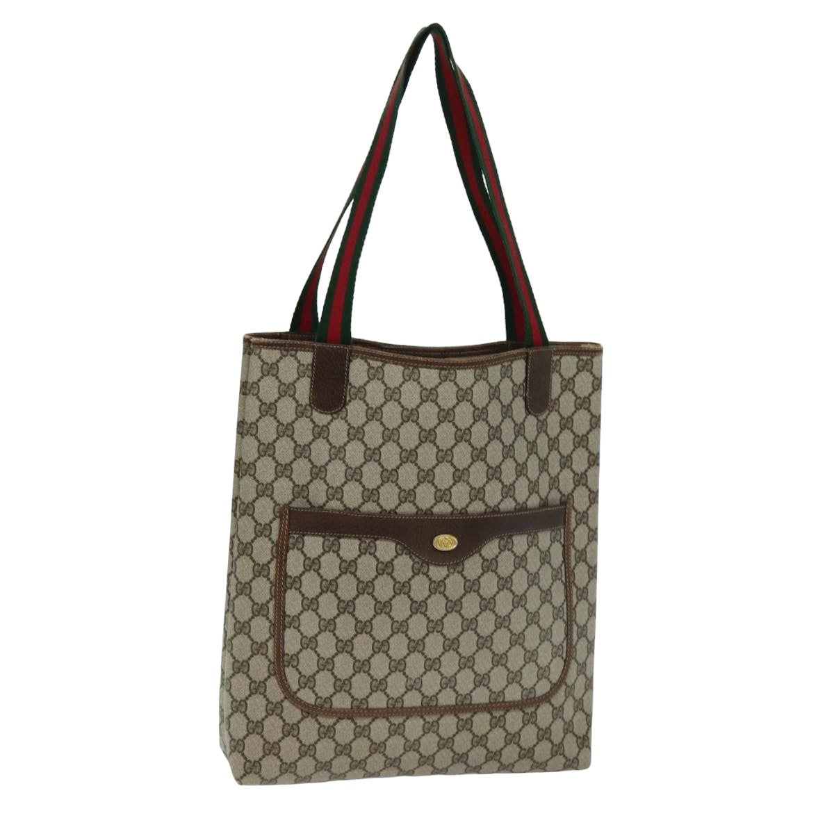 GUCCI GG Supreme Web Sherry Line Tote Bag PVC Beige Red 002 4487 39 76846