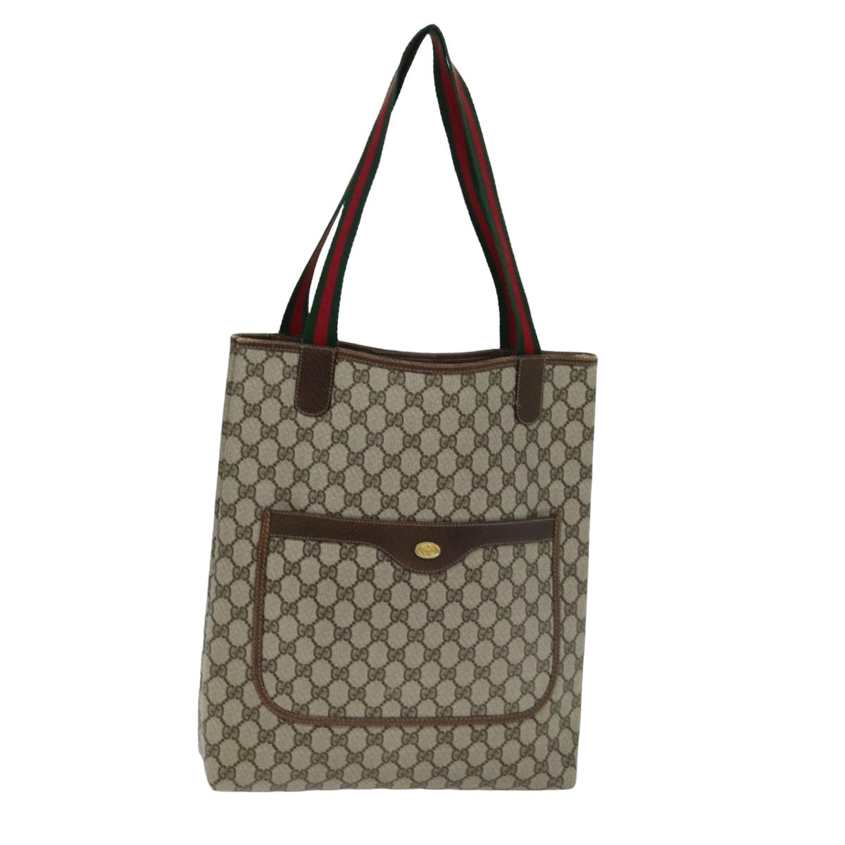 GUCCI GG Supreme Web Sherry Line Tote Bag PVC Beige Red 002 4487 39 76846