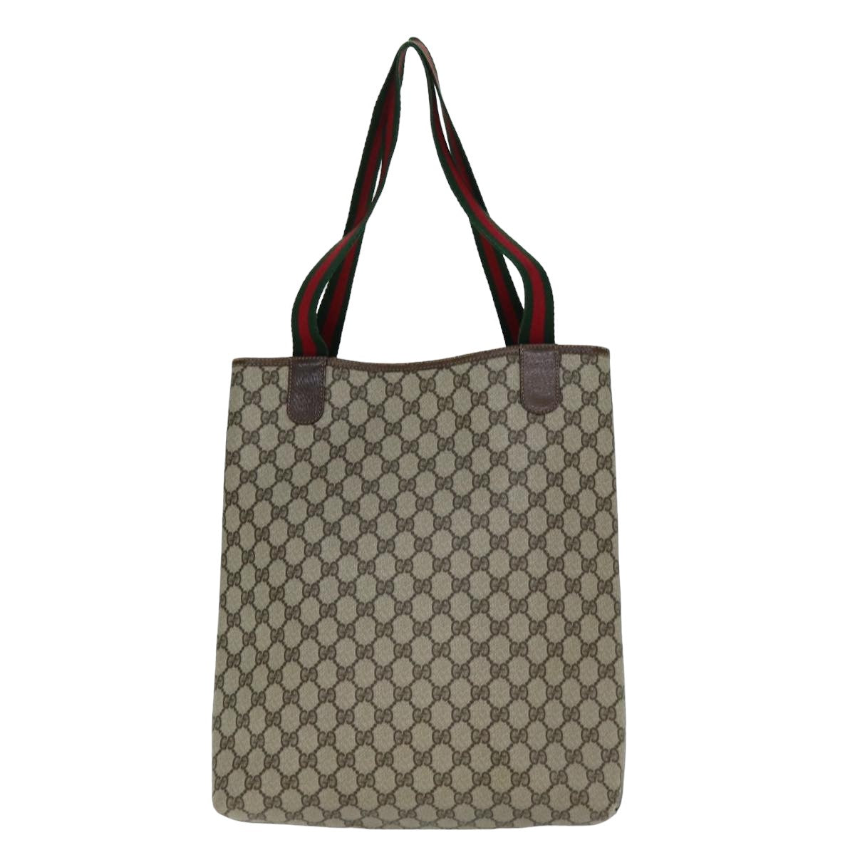 GUCCI GG Supreme Web Sherry Line Tote Bag PVC Beige Red 002 4487 39 76846