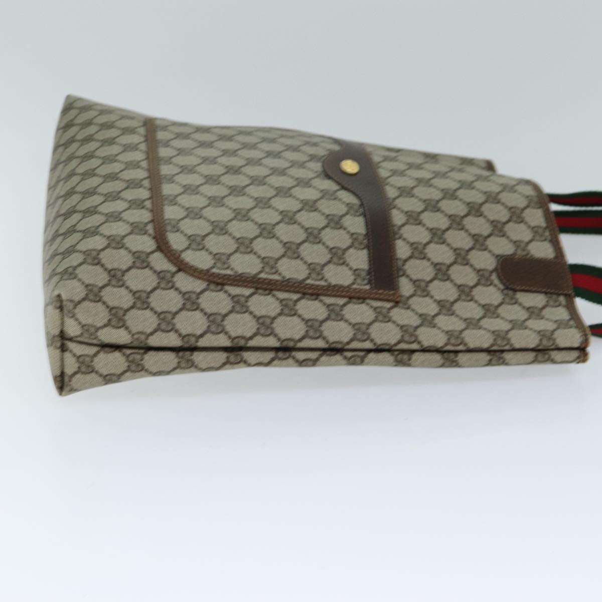 GUCCI GG Supreme Web Sherry Line Tote Bag PVC Beige Red 002 4487 39 76846