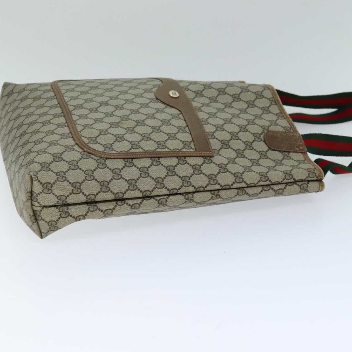 GUCCI GG Supreme Web Sherry Line Tote Bag PVC Beige Red 39 02 003 76847