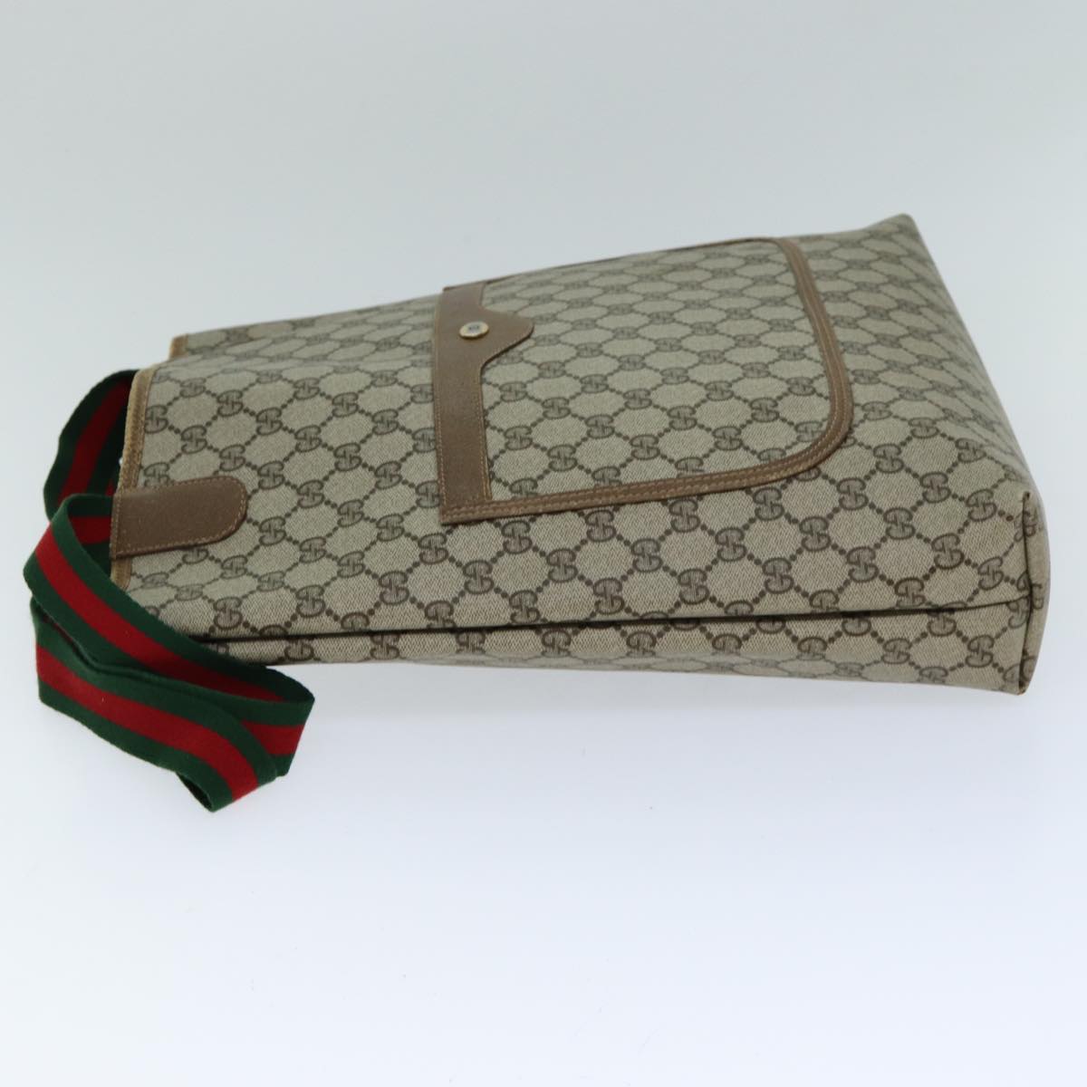 GUCCI GG Supreme Web Sherry Line Tote Bag PVC Beige Red 39 02 003 76847