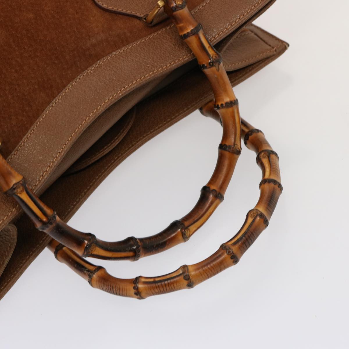 GUCCI Bamboo Tote Bag Suede Leather Brown 002 853 0260 76848