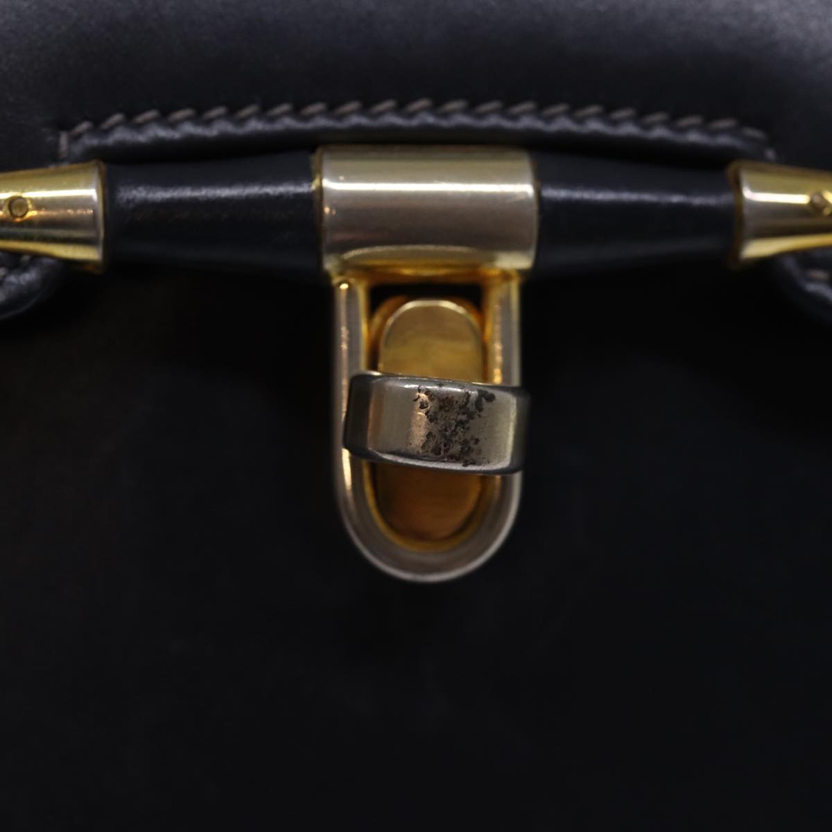 GUCCI Hand Bag Leather Navy 76886