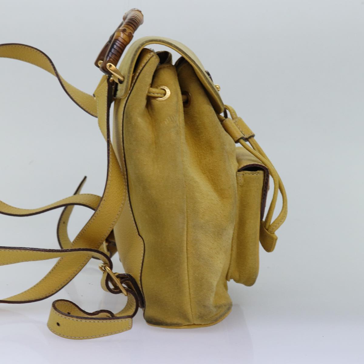 GUCCI Bamboo Backpack Suede Leather Yellow 003 2058 0030 76895