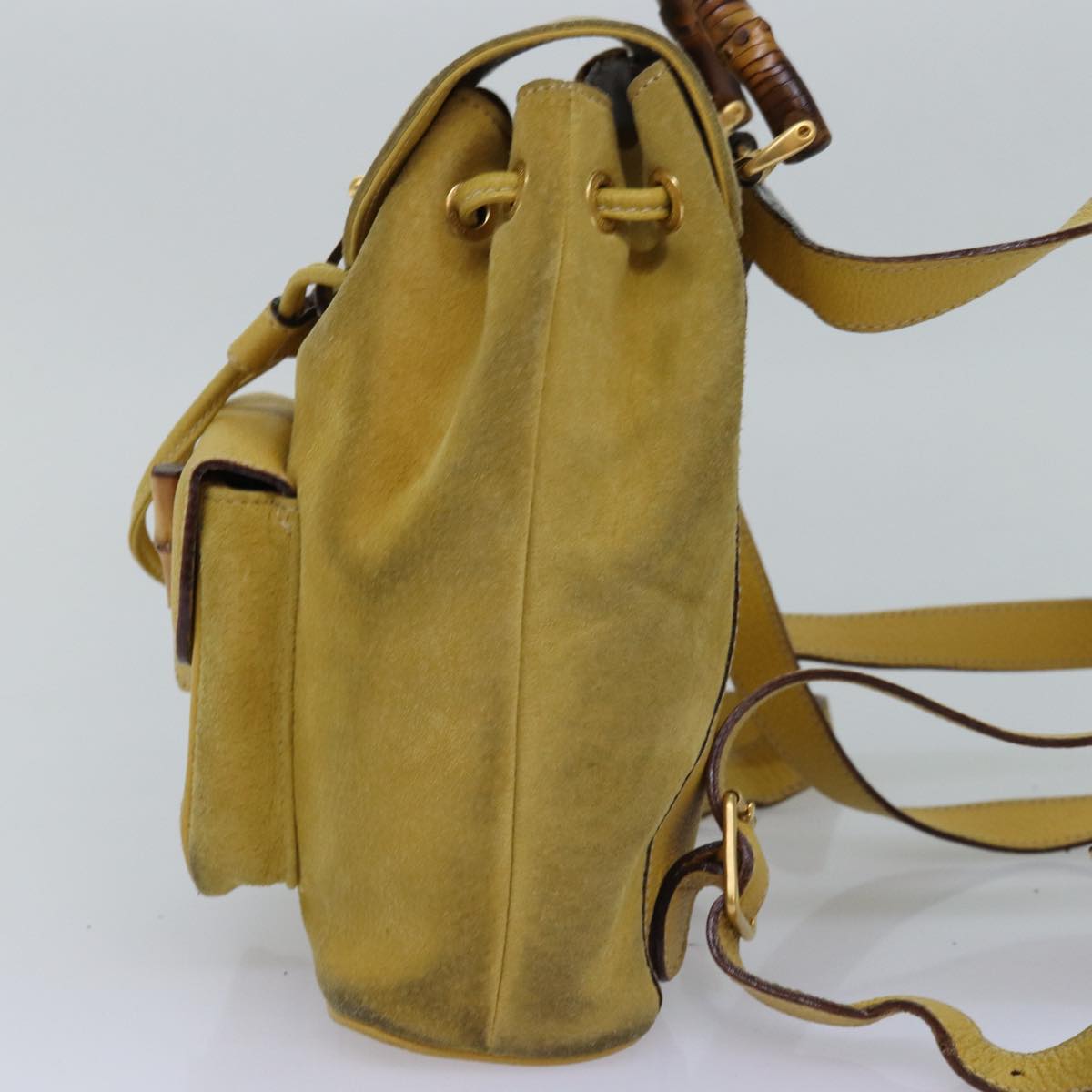 GUCCI Bamboo Backpack Suede Leather Yellow 003 2058 0030 76895